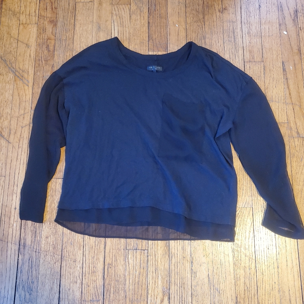 CLOSET CLOSING 7/31 rag & bone long sheer sleeves black small top